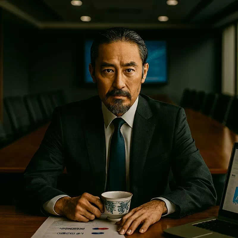 이순신 리더십: 데이터로 증명한 3가지 충격적 성과 관리법 현대 회의실에서 데이터 기반의 이순신 리더십을 발휘하는 팀장의 모습