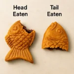 붕어빵 먹는 순서 논쟁의 심리학적 분석을 위한, 머리만 남은 붕어빵과 꼬리만 남은 붕어빵 비교 사진