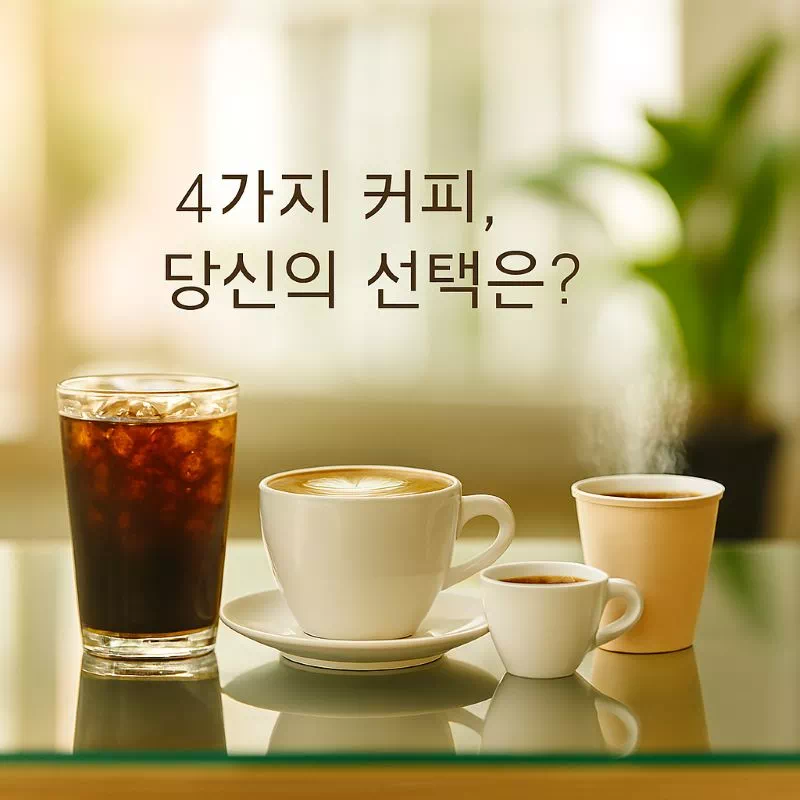 커피 취향 전쟁 아메리카노 카푸치노 에스프레소 봉지커피 4가지 비교 사진