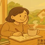 무기력 극복 후, 창가의 햇살과 따뜻한 차 한 잔으로 평온을 찾는 모습