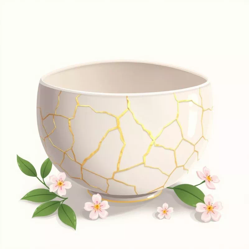 마음속 가시, 상처 치유를 상징하는 금이 간 도자기 킨츠기 그릇.