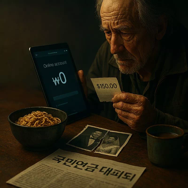 150살 수명 연장 시대의 인플레이션과 경제적 파산을 묘사한 이미지